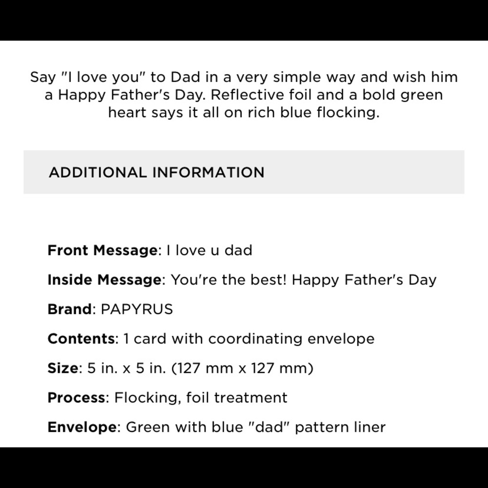 ⚡️5/$30⚡️Papyrus I love U dad, Father’s Day card - Picture 6 of 6